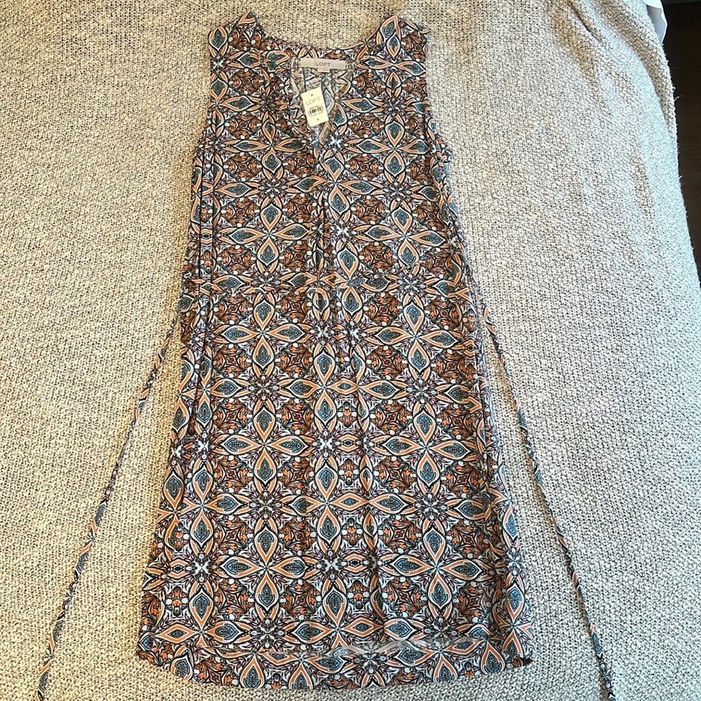 NWT Loft Print Tank Dress with Tie